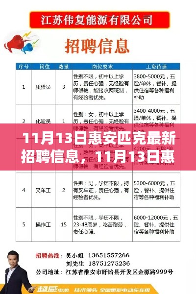 11月13日惠安匹克最新招聘信息全面解析