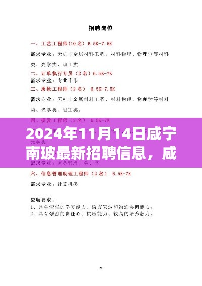 咸宁南玻最新招聘信息揭秘,职业发展机遇与职位探寻(2024年11月14日)