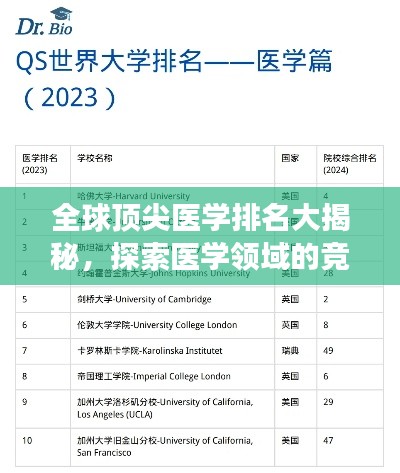 全球顶尖医学排名大揭秘,探索医学领域的竞争格局